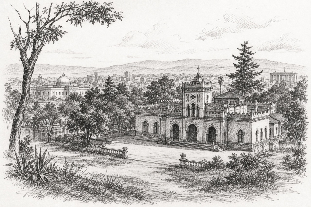 Hand-drawn pencil travel sketch for Addis Ababa, Ethiopia