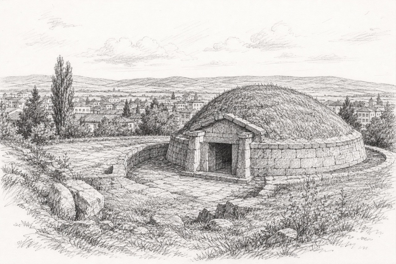 Hand-drawn pencil travel sketch for Aleksandrovo, Bulgaria