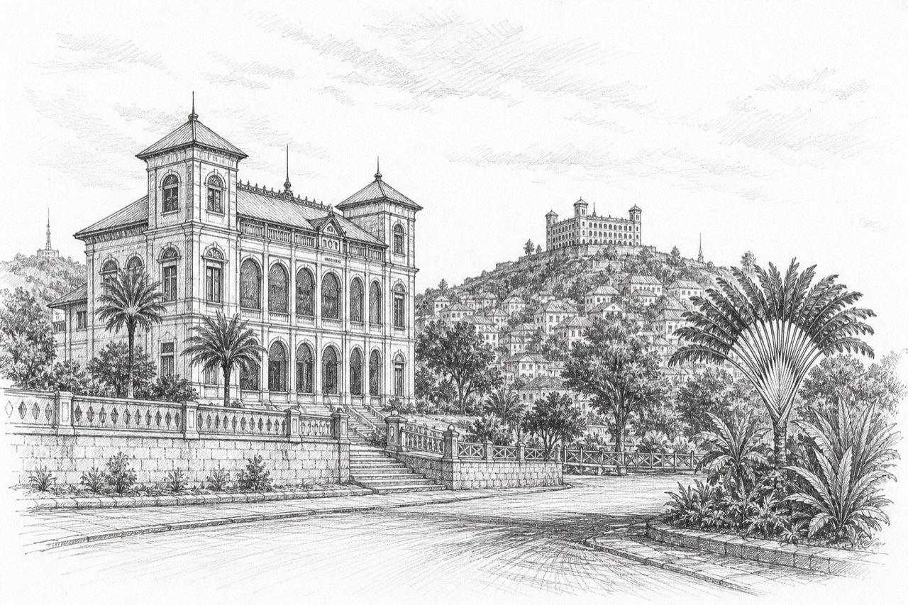 Hand-drawn pencil travel sketch for Antananarivo, Madagascar