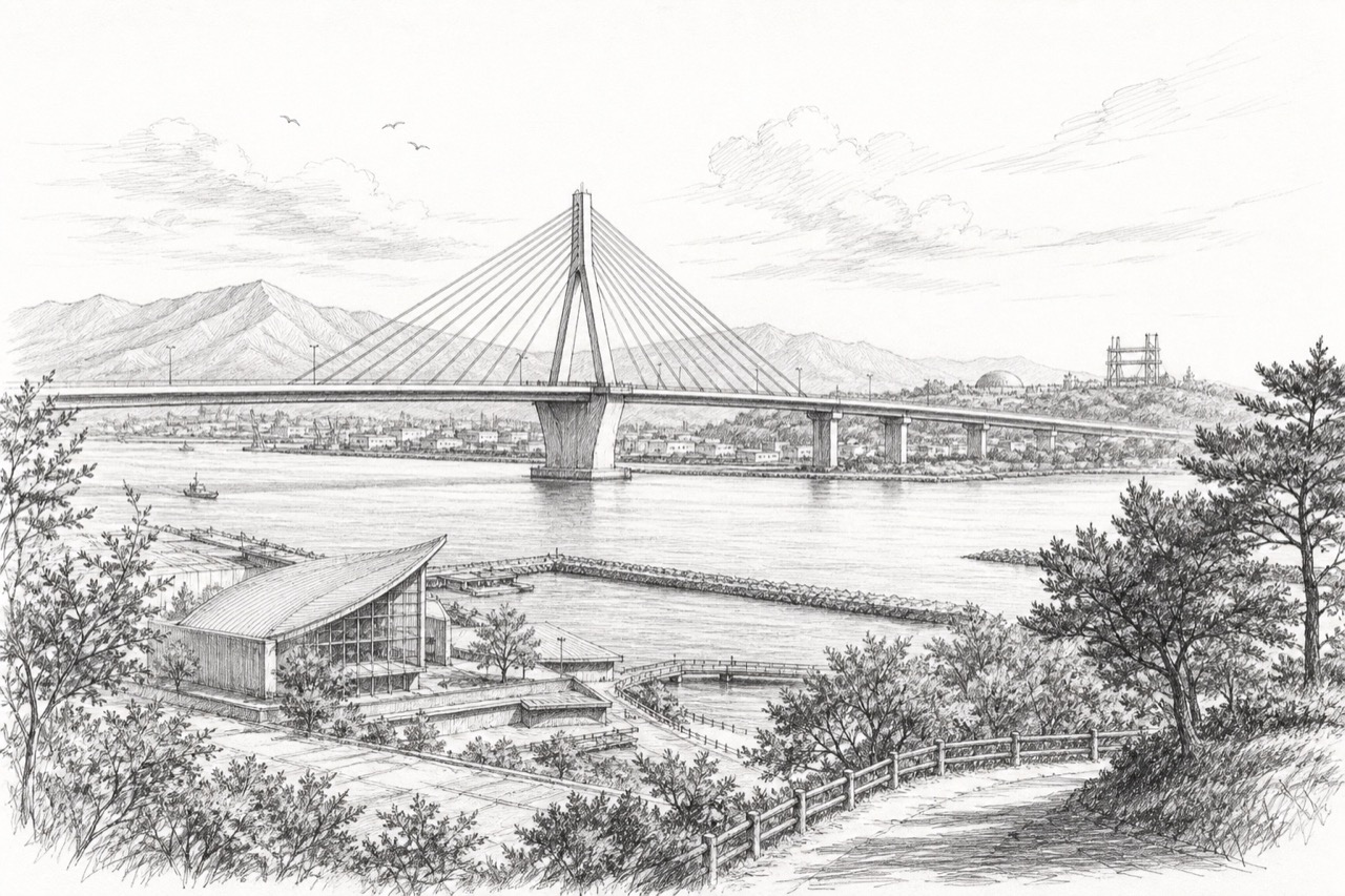 Hand-drawn pencil travel sketch for Aomori, Japan