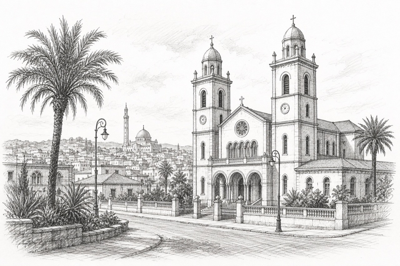 Hand-drawn pencil travel sketch for Asmara, Eritrea