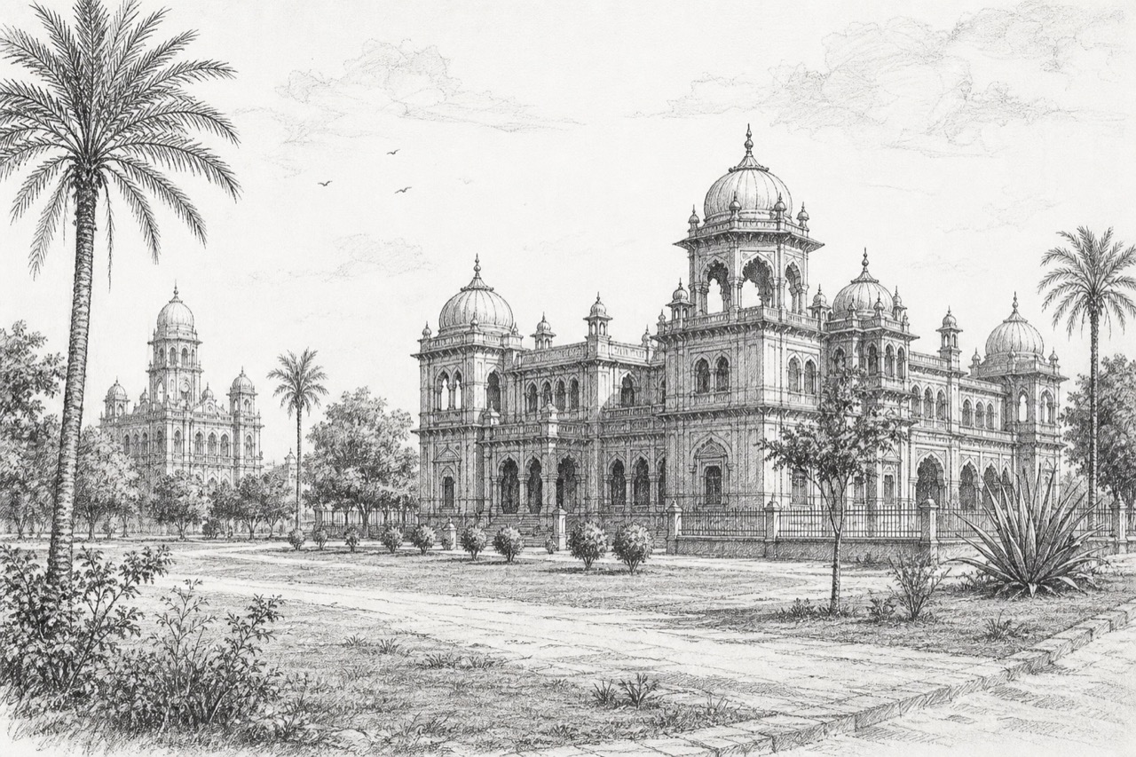 Hand-drawn pencil travel sketch for Bahawalpur, Pakistan