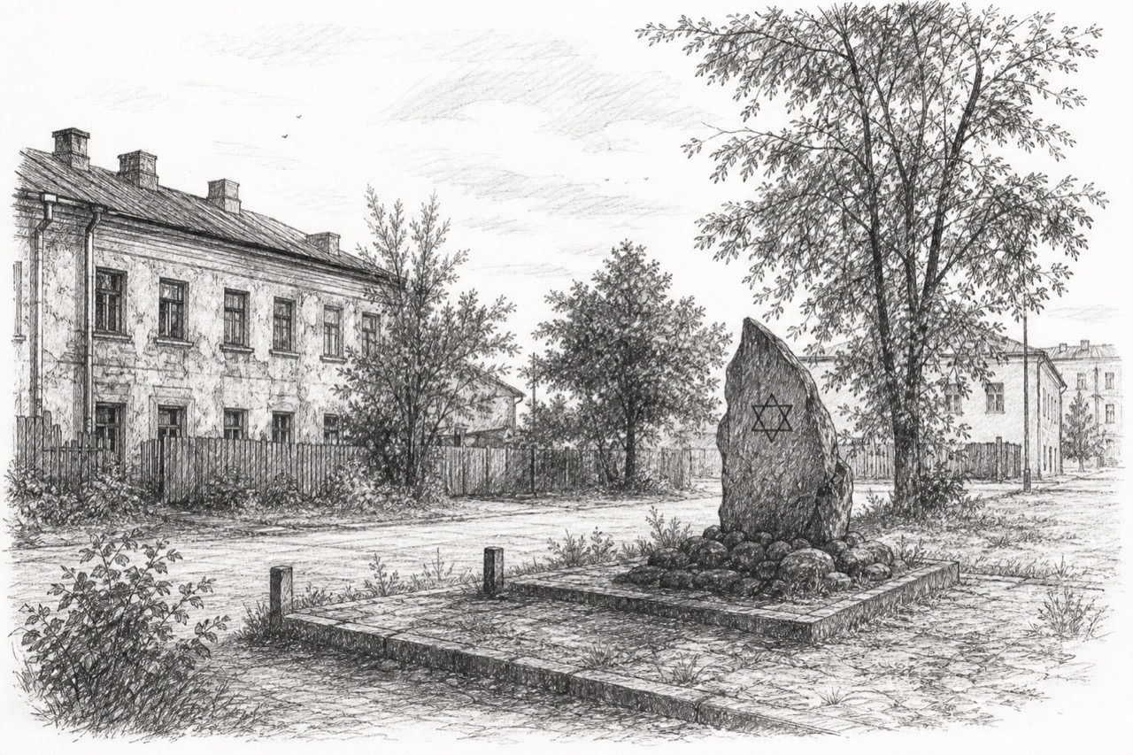 Hand-drawn pencil travel sketch for Baranavichy, Belarus