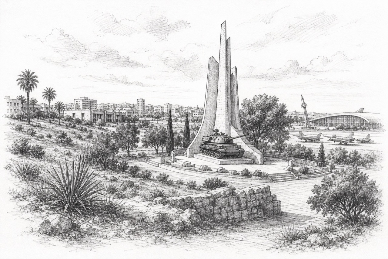 Hand-drawn pencil travel sketch for Beersheba, Israel