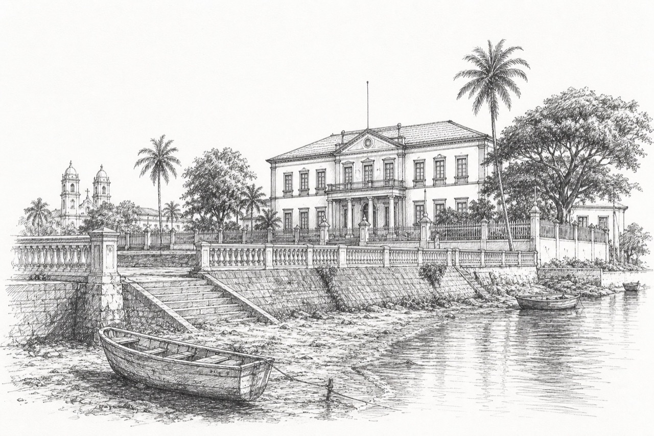 Hand-drawn pencil travel sketch for Bissau, Guinea-Bissau