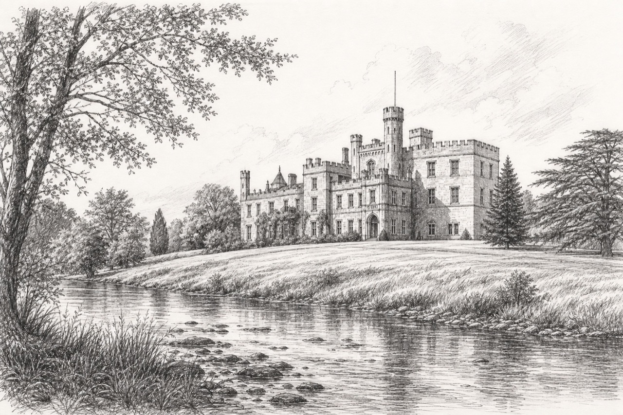 Hand-drawn pencil travel sketch for Collooney, Ireland