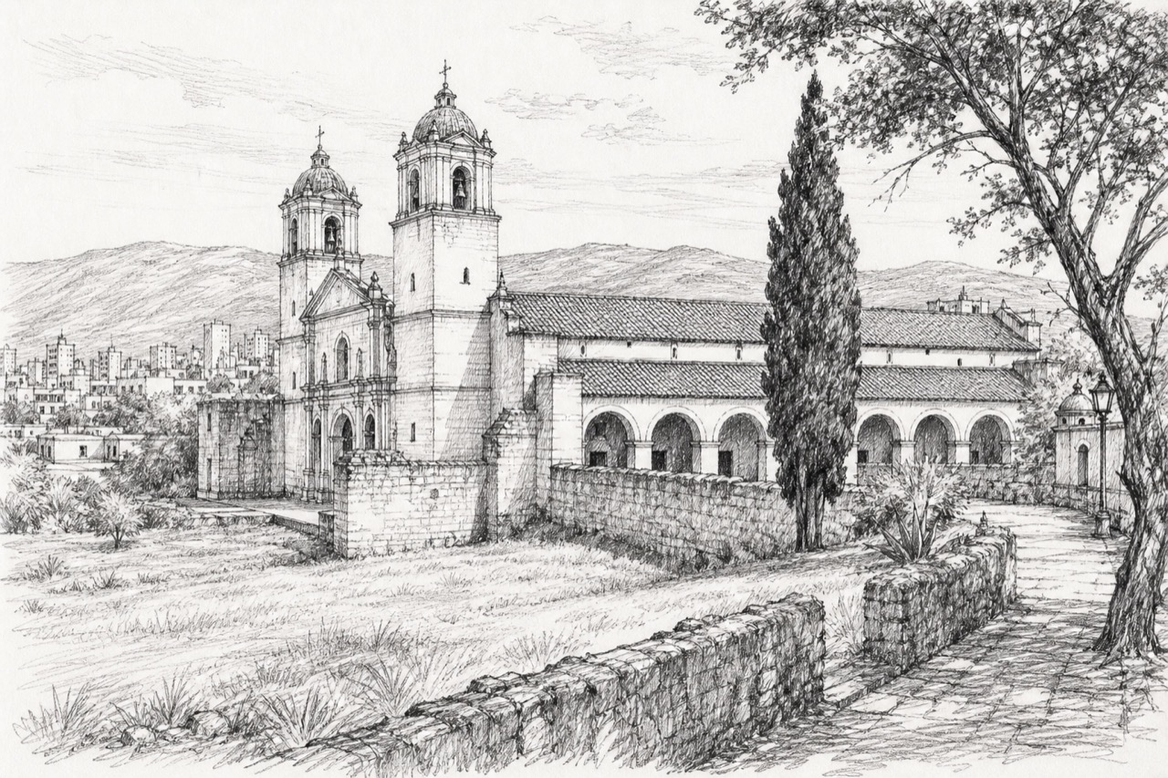 Hand-drawn pencil travel sketch for Córdoba, Argentina