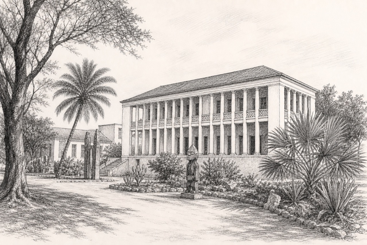 Hand-drawn pencil travel sketch for Dakar, Senegal