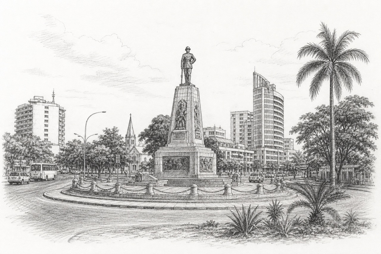 Hand-drawn pencil travel sketch for Dar es Salaam, Tanzania