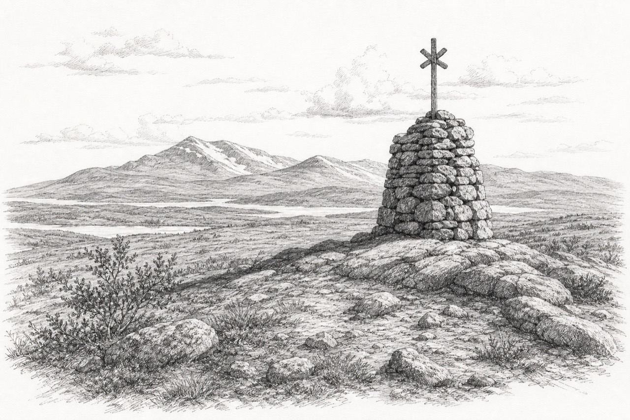 Hand-drawn pencil travel sketch for Enontekiö, Finland