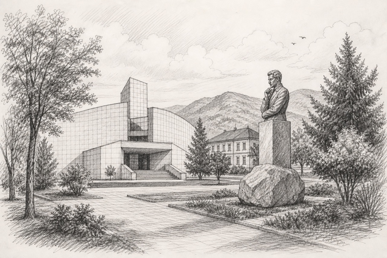 Hand-drawn pencil travel sketch for Gospić, Croatia