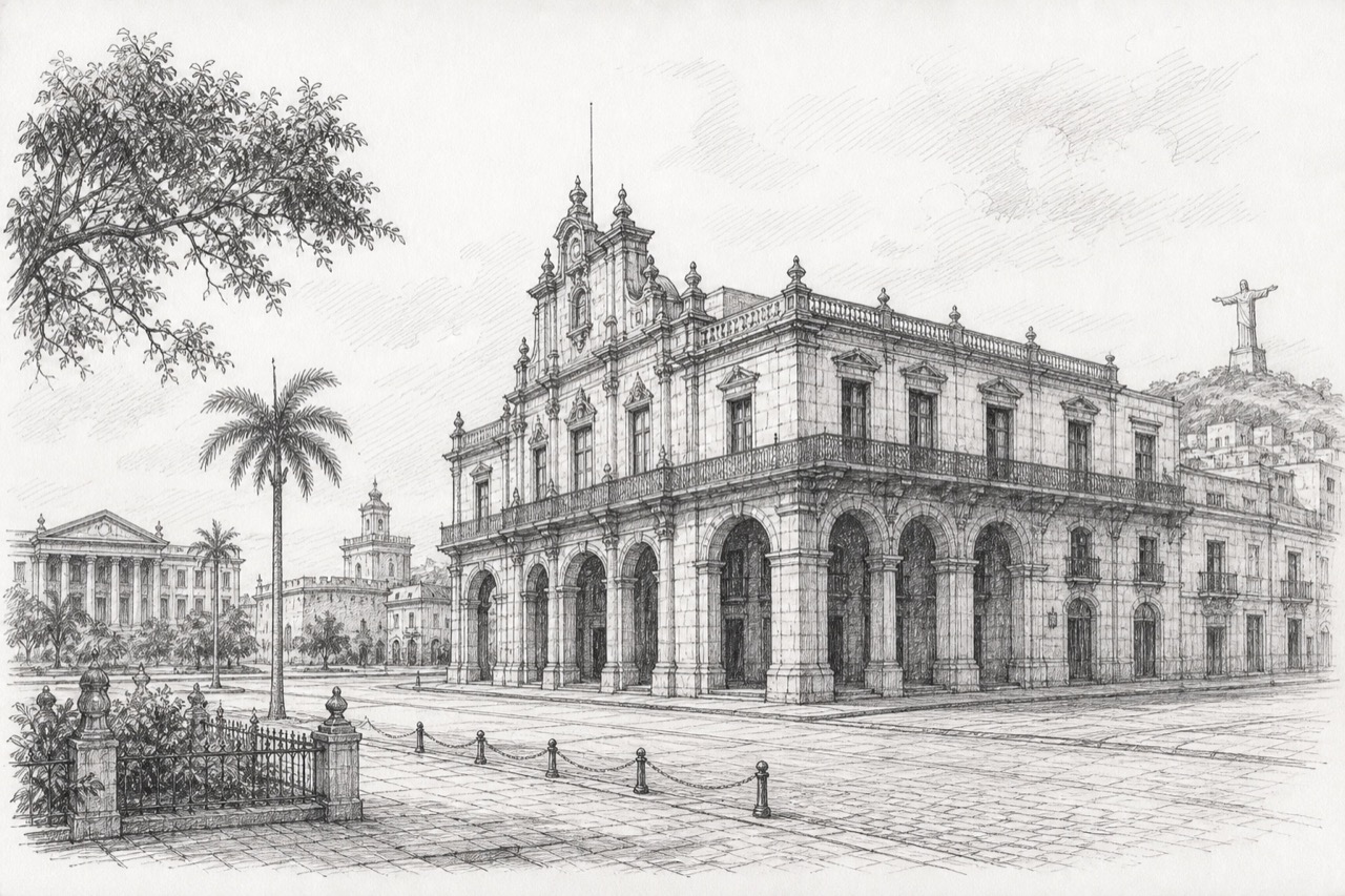 Hand-drawn pencil travel sketch for Havana, Cuba