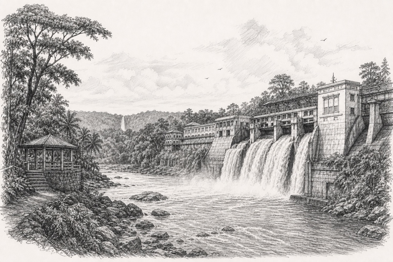 Hand-drawn pencil travel sketch for Iligan, Philippines