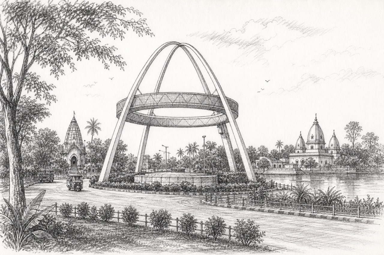 Hand-drawn pencil travel sketch for Āmta