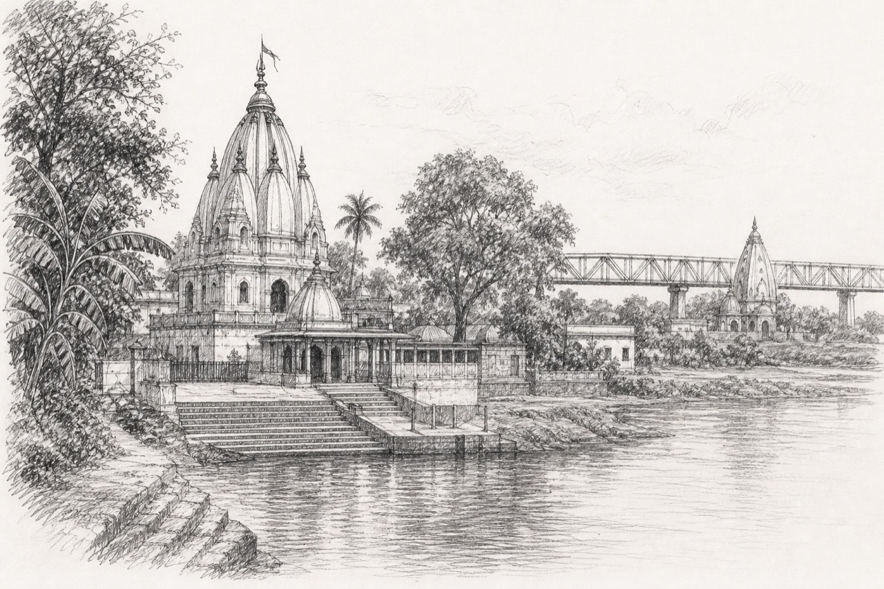 Hand-drawn pencil travel sketch for Arāmbāgh