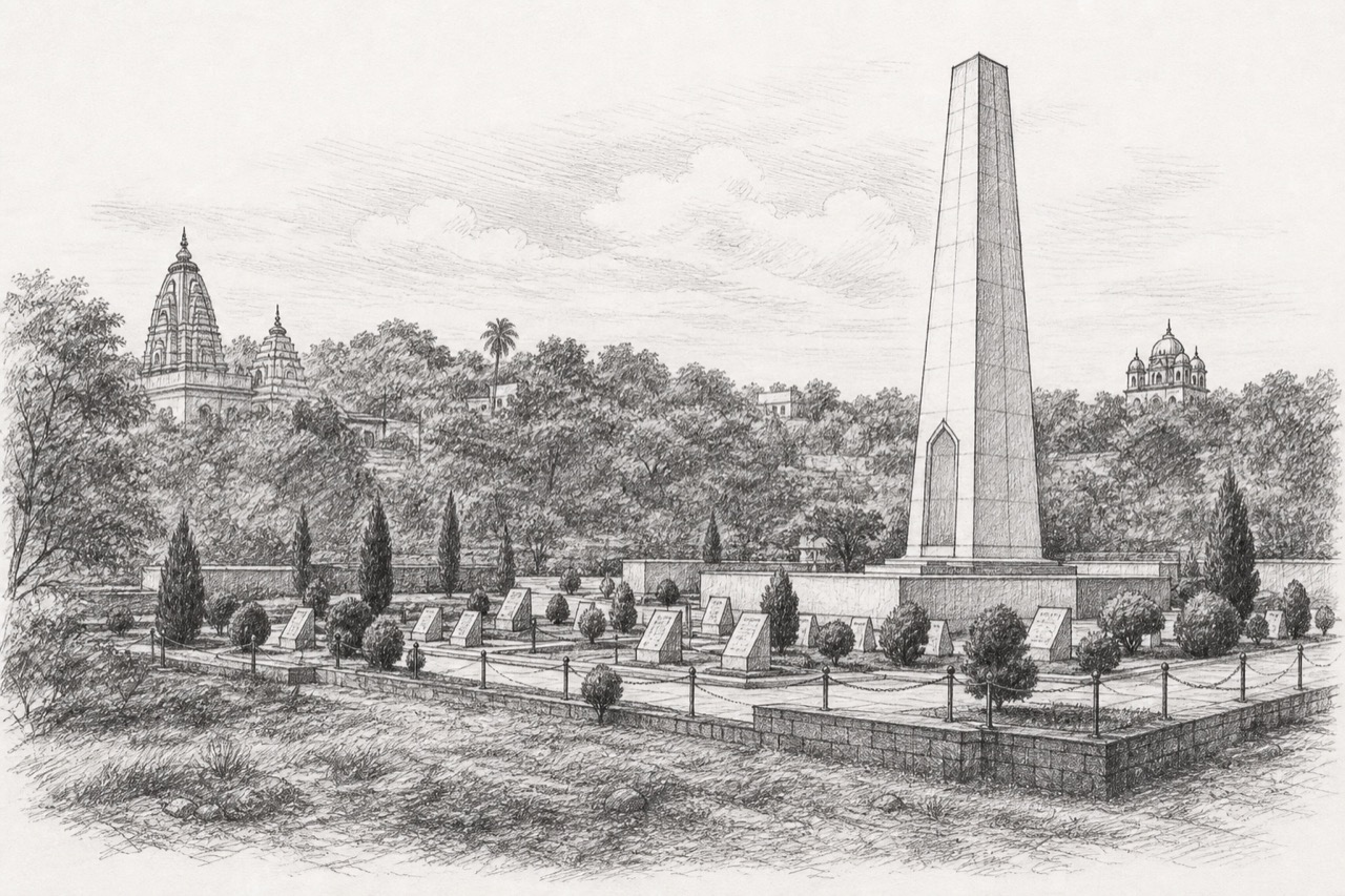 Hand-drawn pencil travel sketch for Āsansol