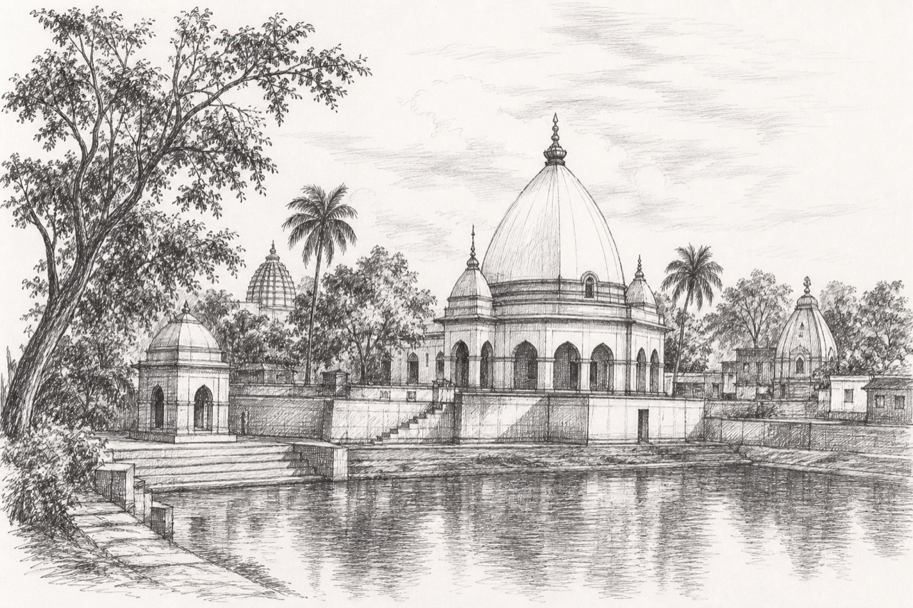 Hand-drawn pencil travel sketch for Bālurghāt