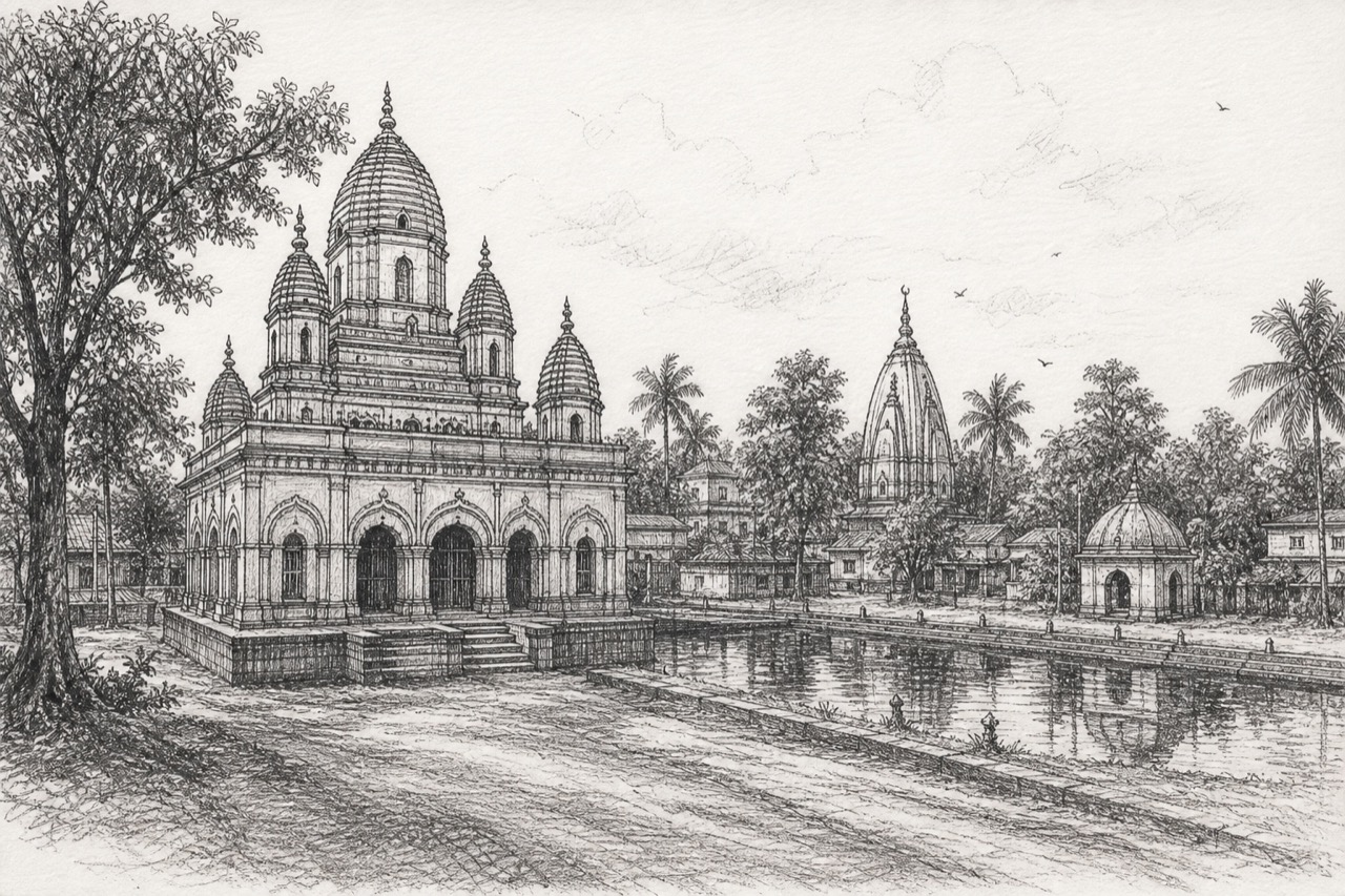 Hand-drawn pencil travel sketch for Baruipur