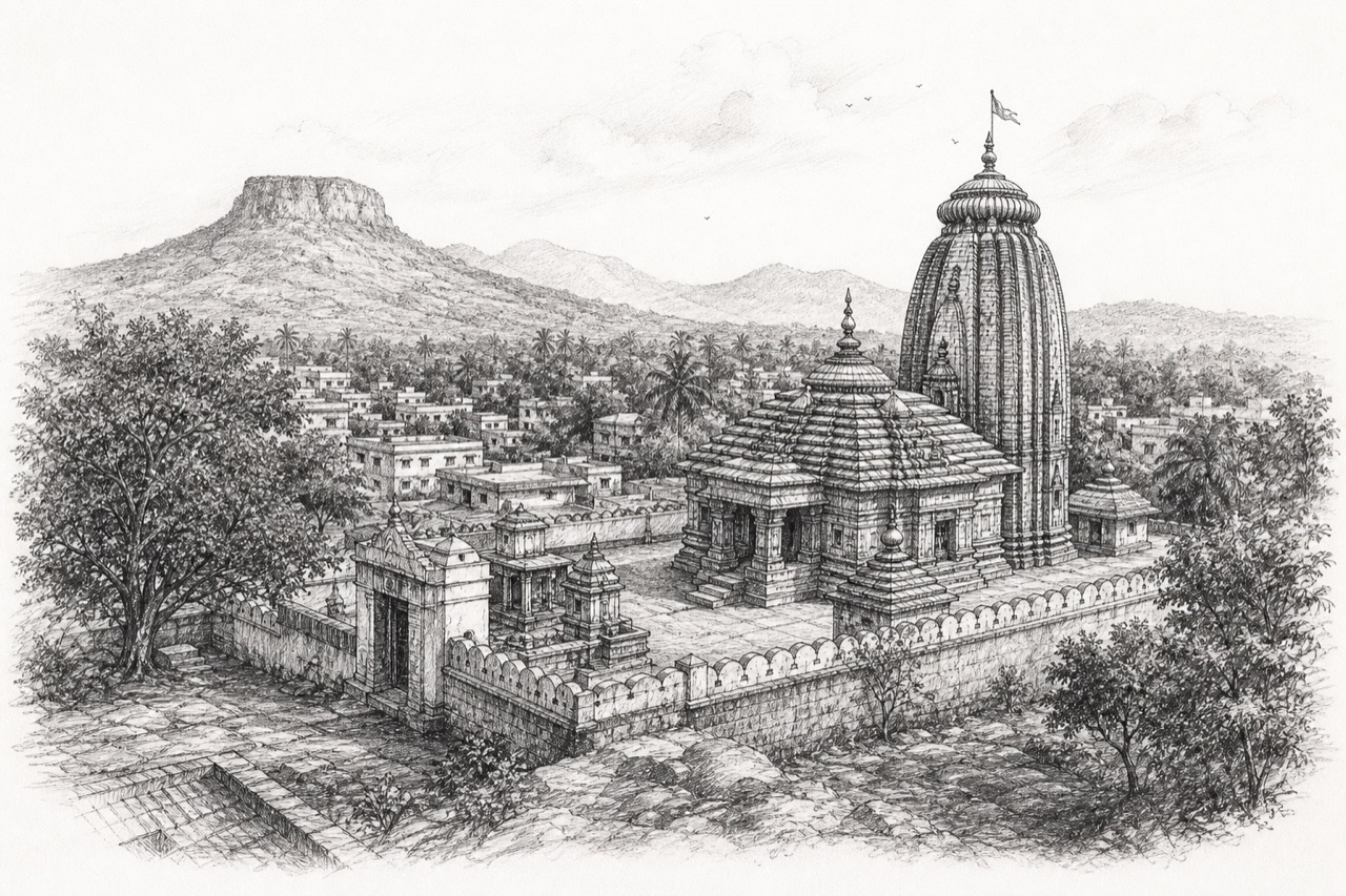 Hand-drawn pencil travel sketch for Bhawānipatna