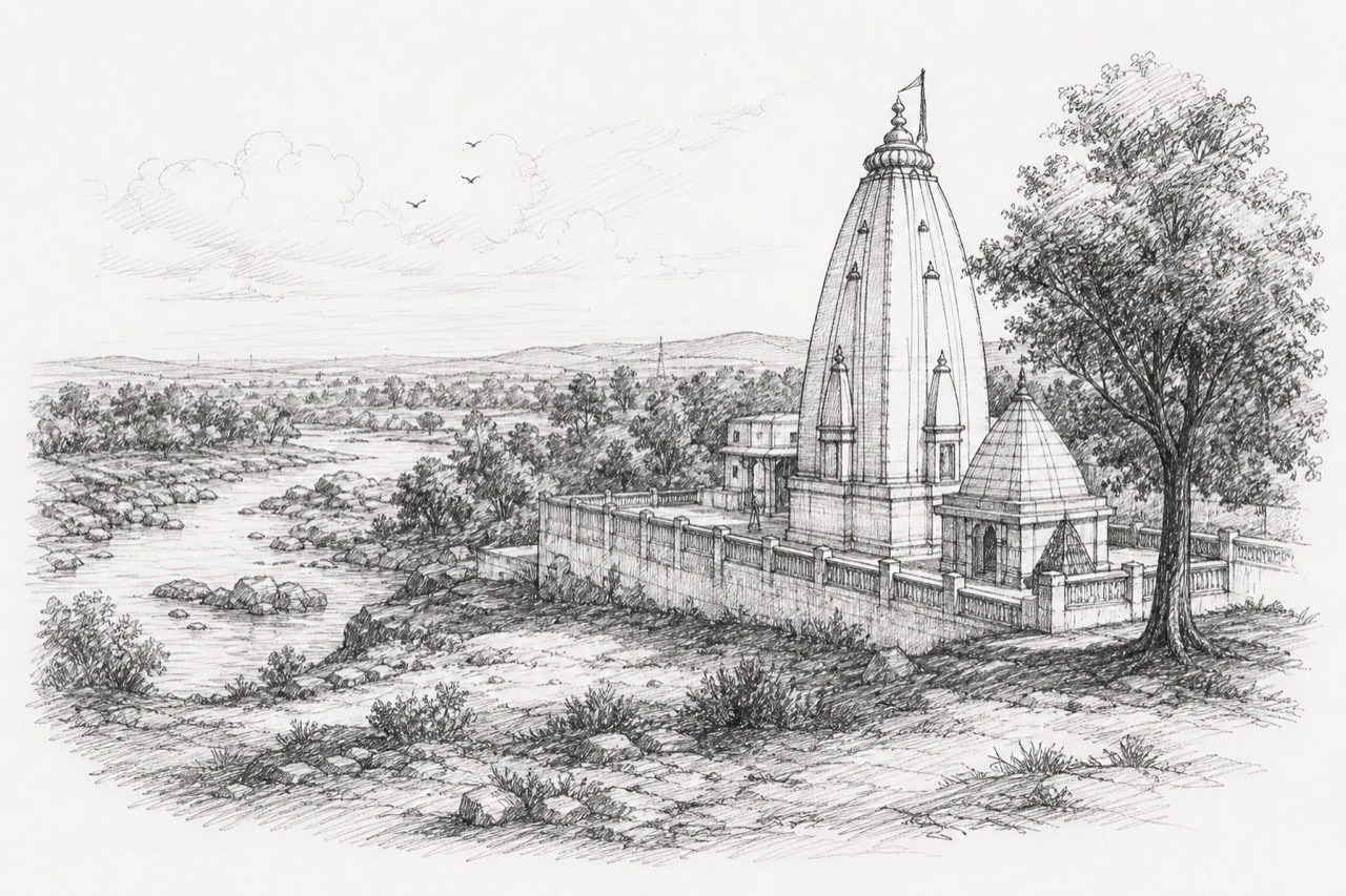 Hand-drawn pencil travel sketch for Bhilai