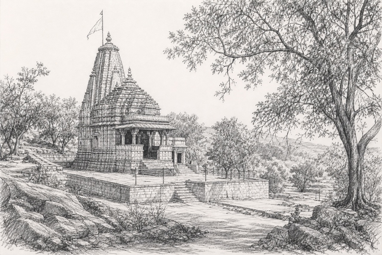 Hand-drawn pencil travel sketch for Bīna