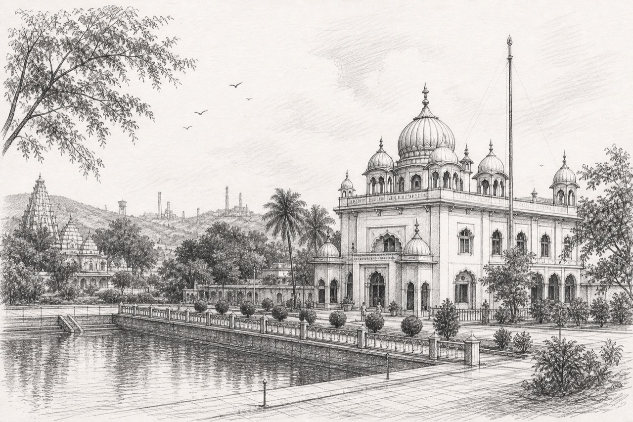 Hand-drawn pencil travel sketch for Bokāro
