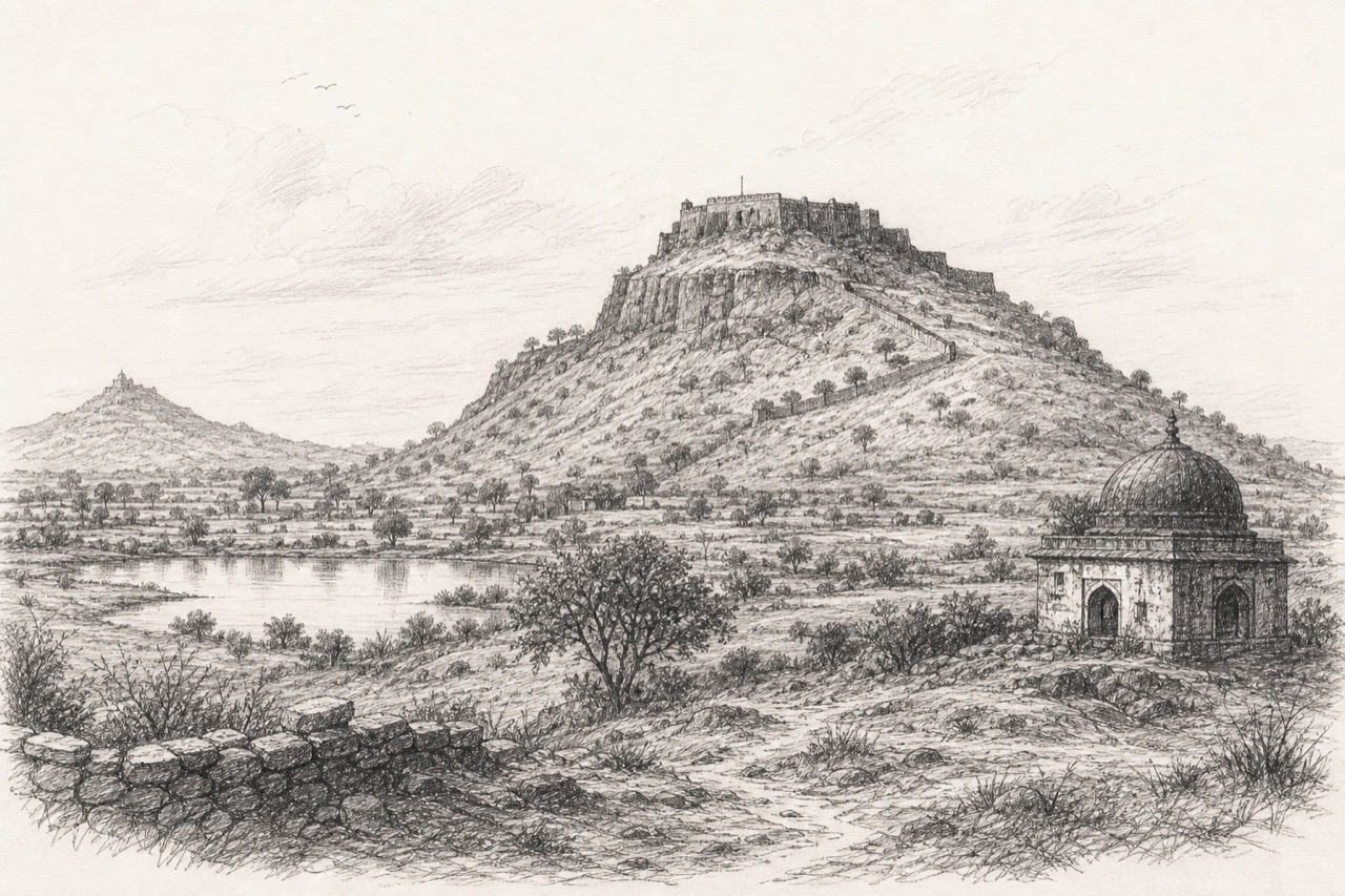 Hand-drawn pencil travel sketch for Chākan