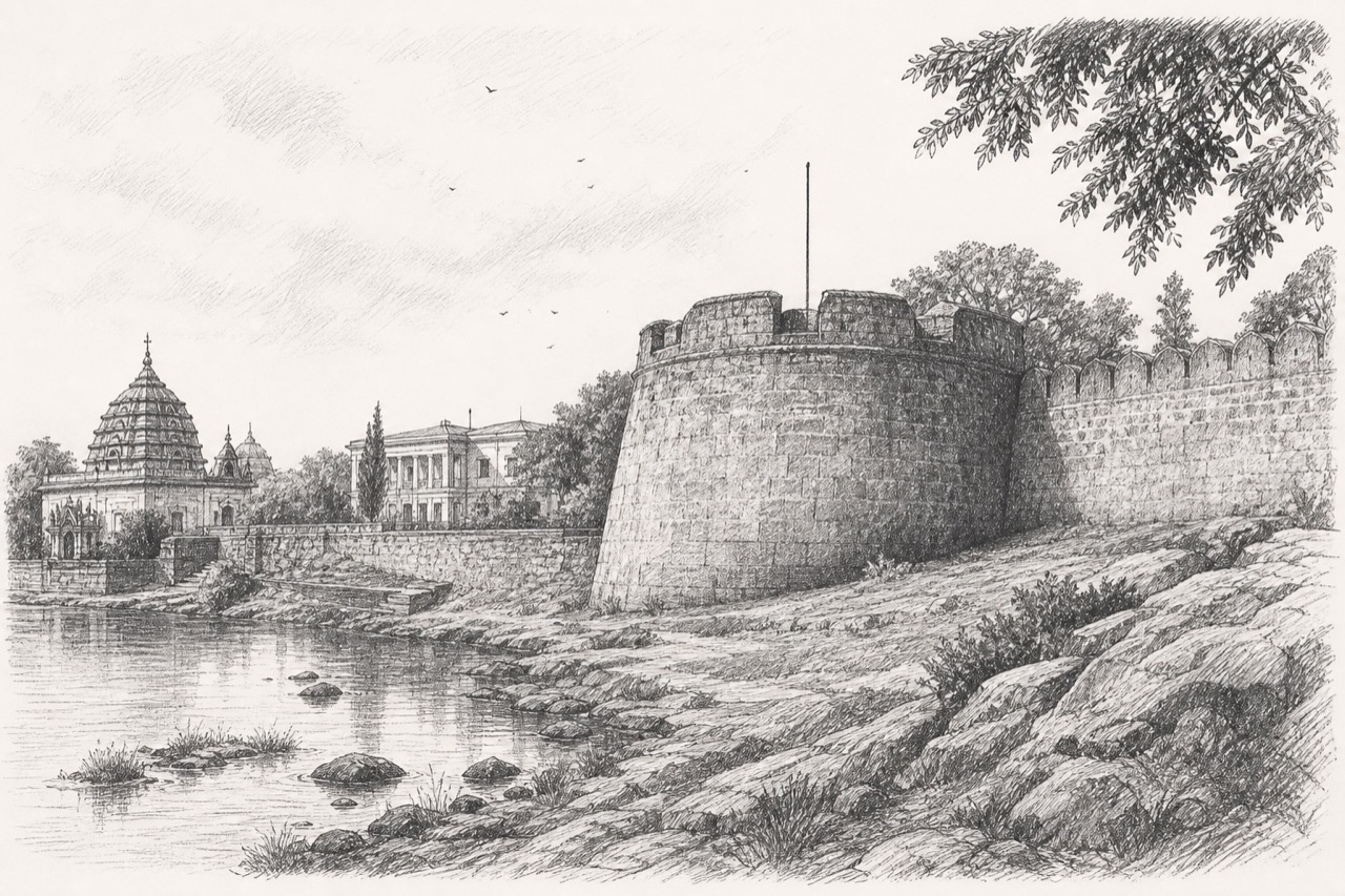 Hand-drawn pencil travel sketch for Cuttack