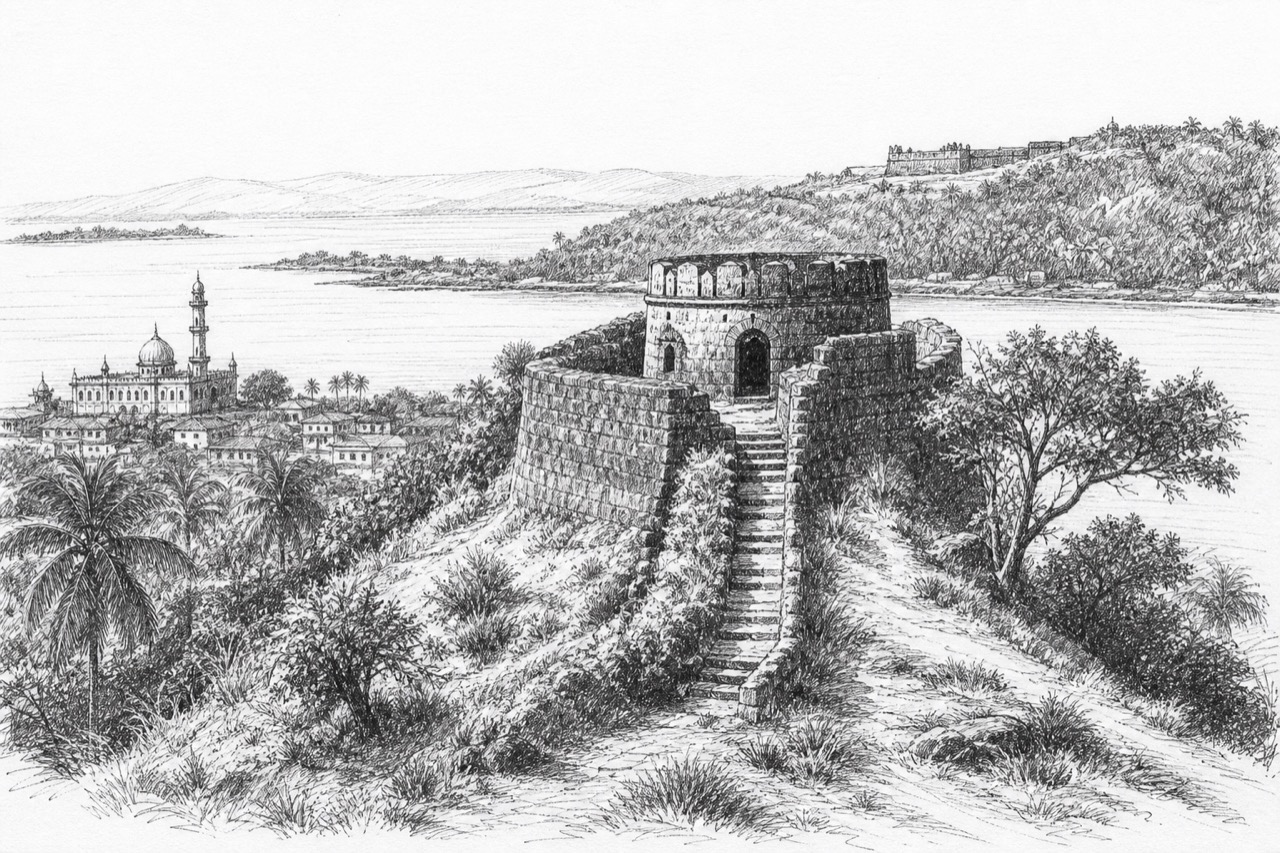 Hand-drawn pencil travel sketch for Dāpoli