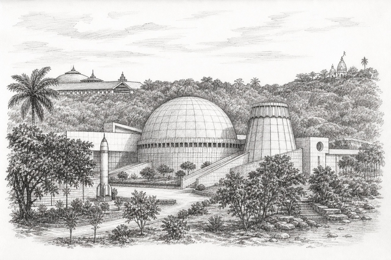 Hand-drawn pencil travel sketch for Dispur