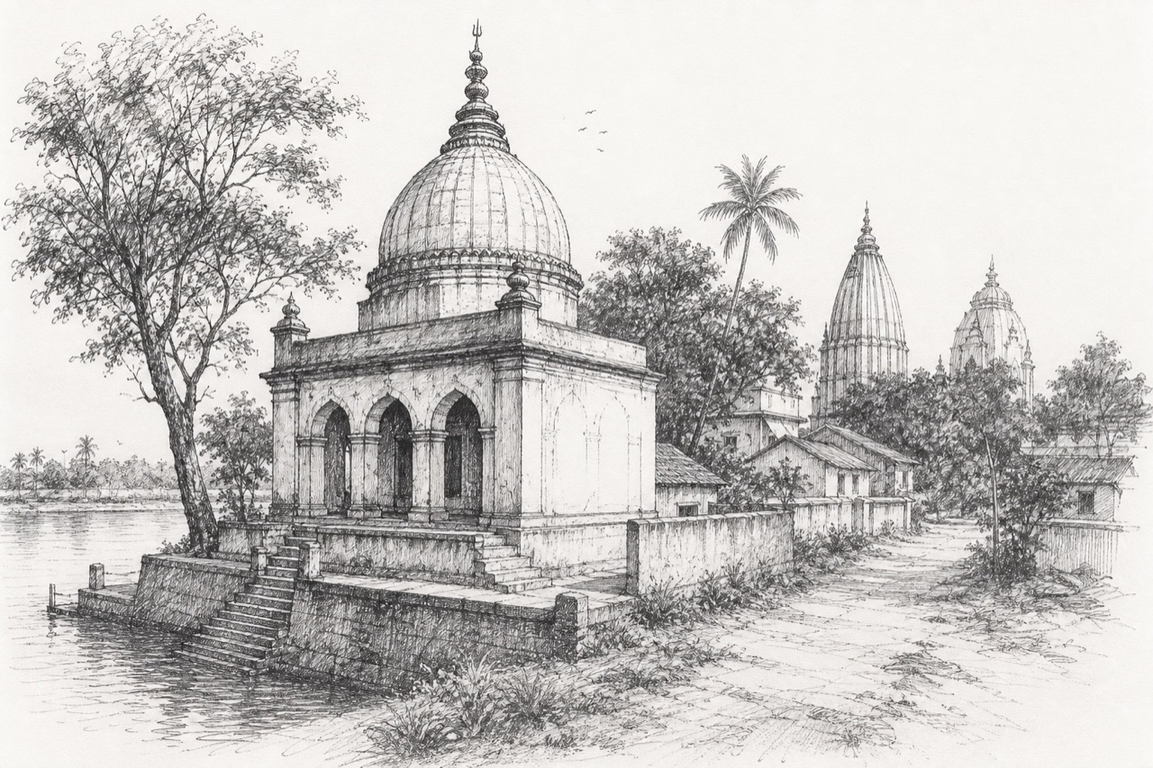 Hand-drawn pencil travel sketch for Falta area