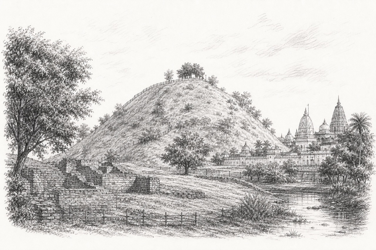 Hand-drawn pencil travel sketch for Gorakhpur