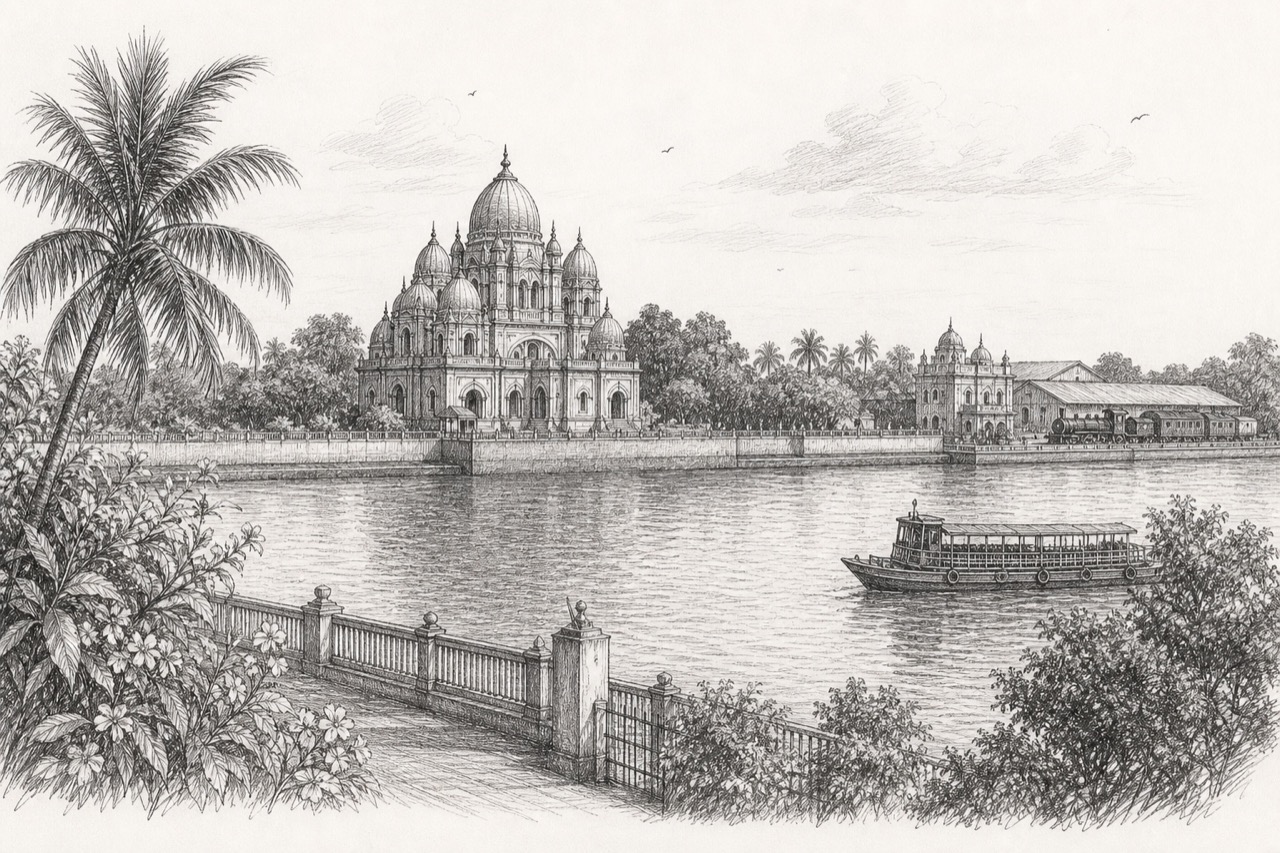 Hand-drawn pencil travel sketch for Howrah