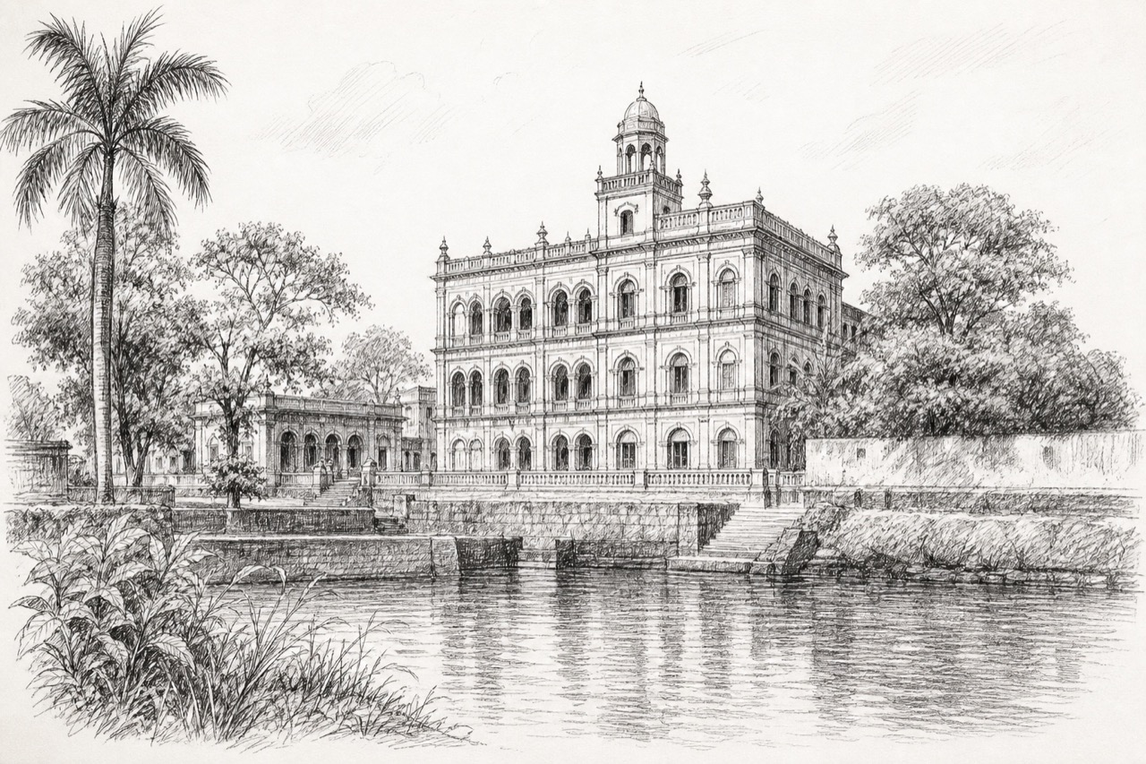 Hand-drawn pencil travel sketch for Ichalkaranji