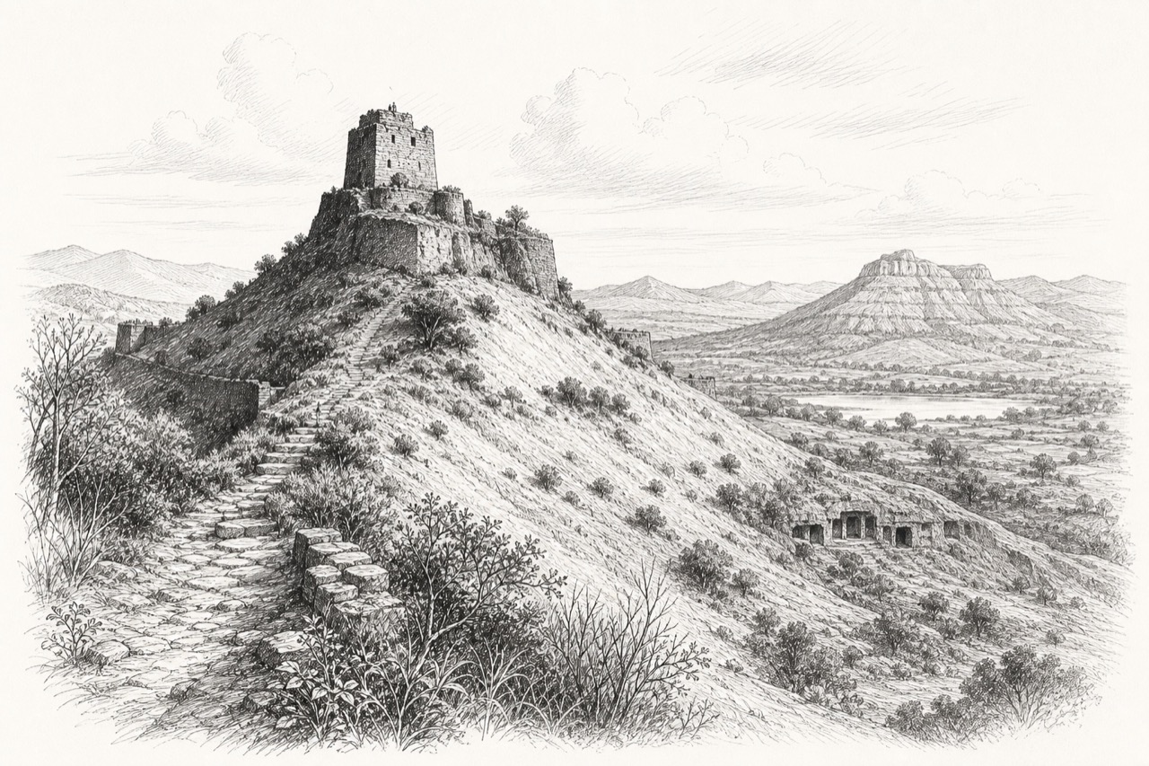 Hand-drawn pencil travel sketch for Igatpuri