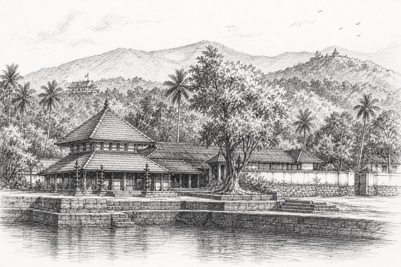 Hand-drawn pencil travel sketch for Iritty area