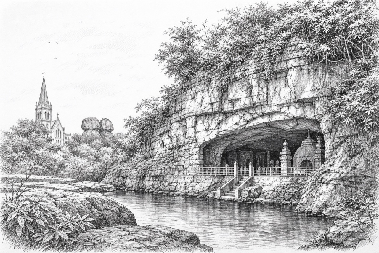 Hand-drawn pencil travel sketch for Jagdalpur