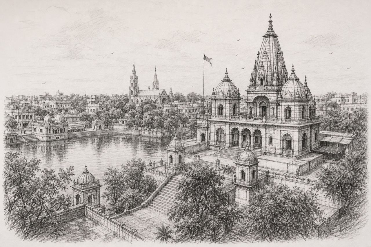 Hand-drawn pencil travel sketch for Jalandhar