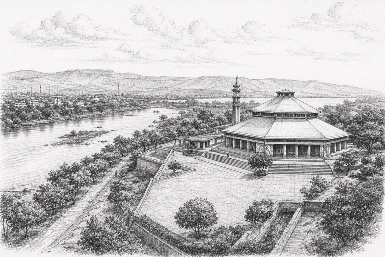 Hand-drawn pencil travel sketch for Jalgaon