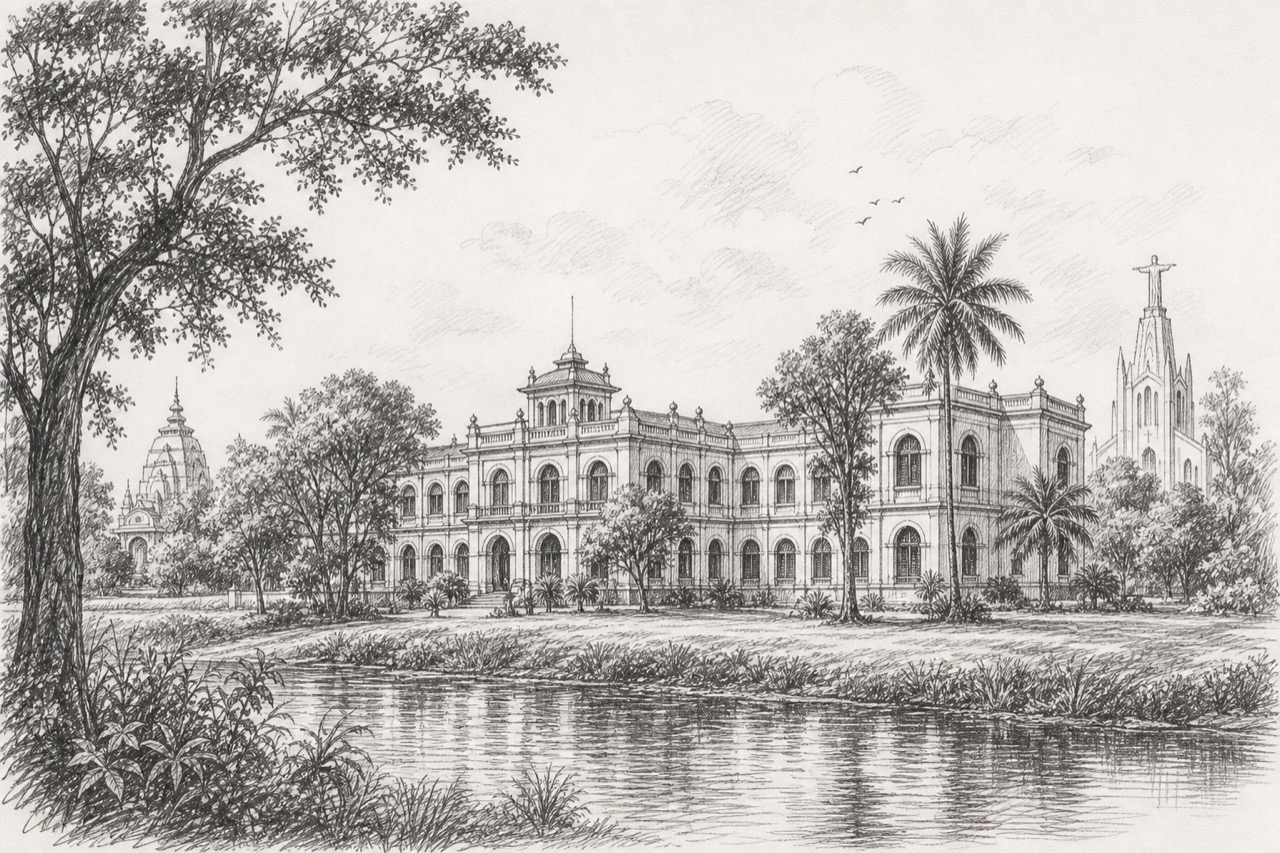 Hand-drawn pencil travel sketch for Jalpāiguri