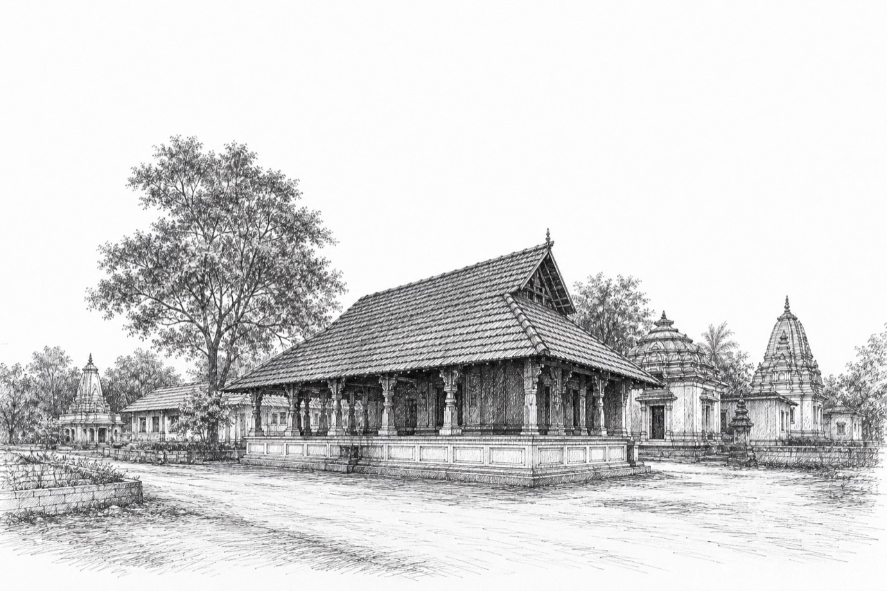 Hand-drawn pencil travel sketch for Jonka, India