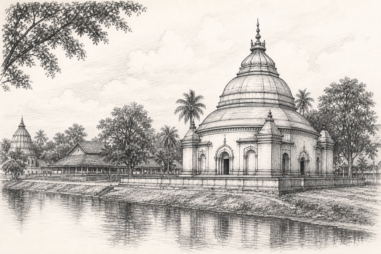 Hand-drawn pencil travel sketch for Jorhat