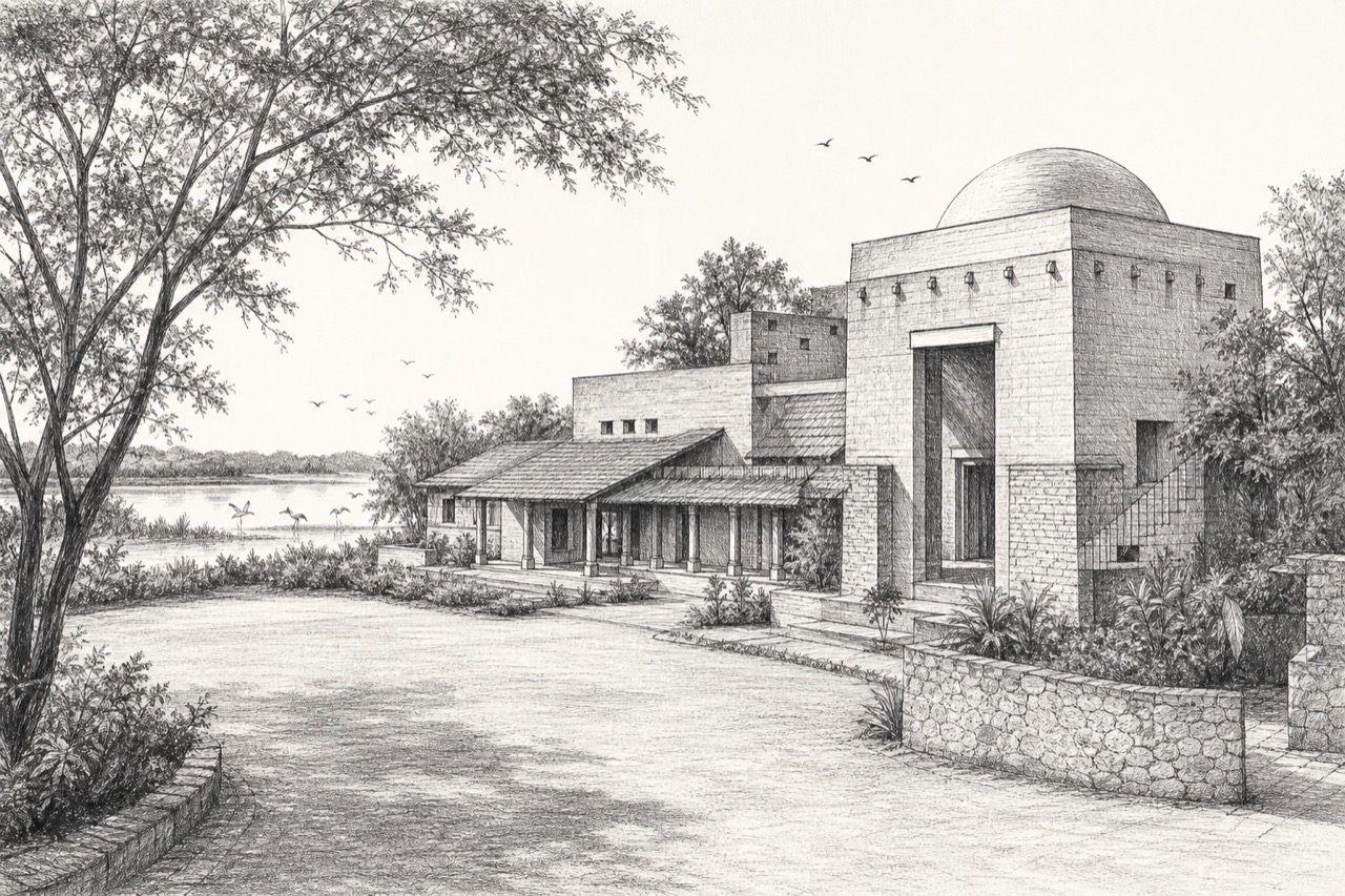 Hand-drawn pencil travel sketch for Kadi