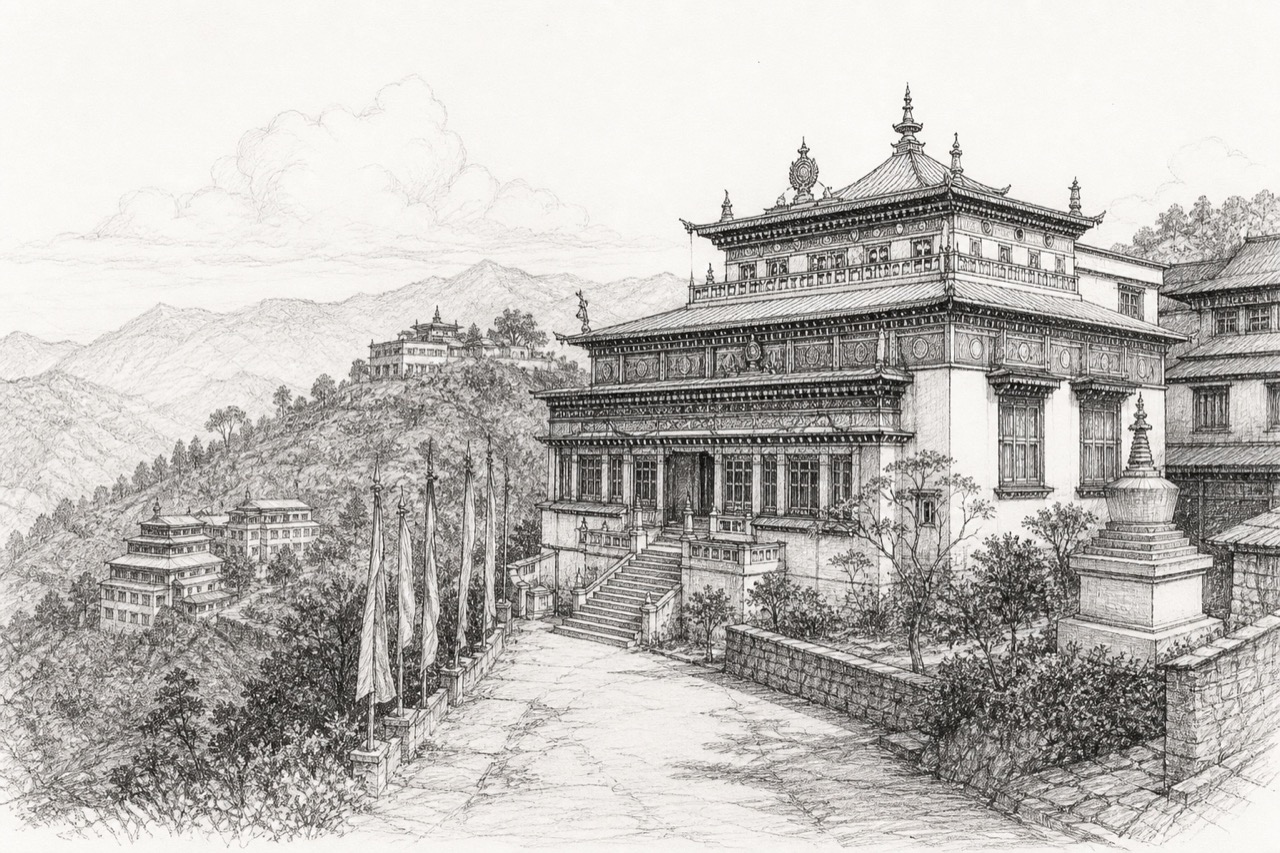 Hand-drawn pencil travel sketch for Kalimpong, Крукети
