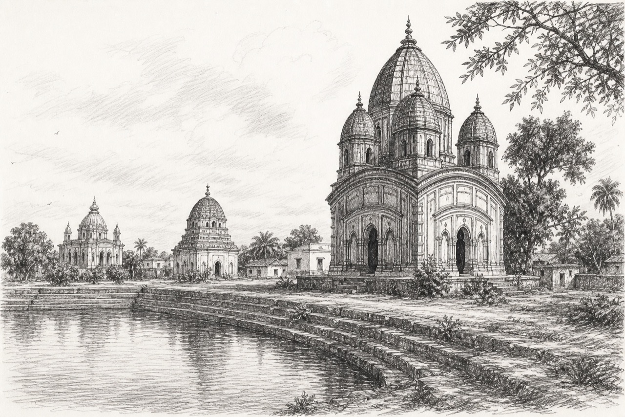 Hand-drawn pencil travel sketch for Kālna