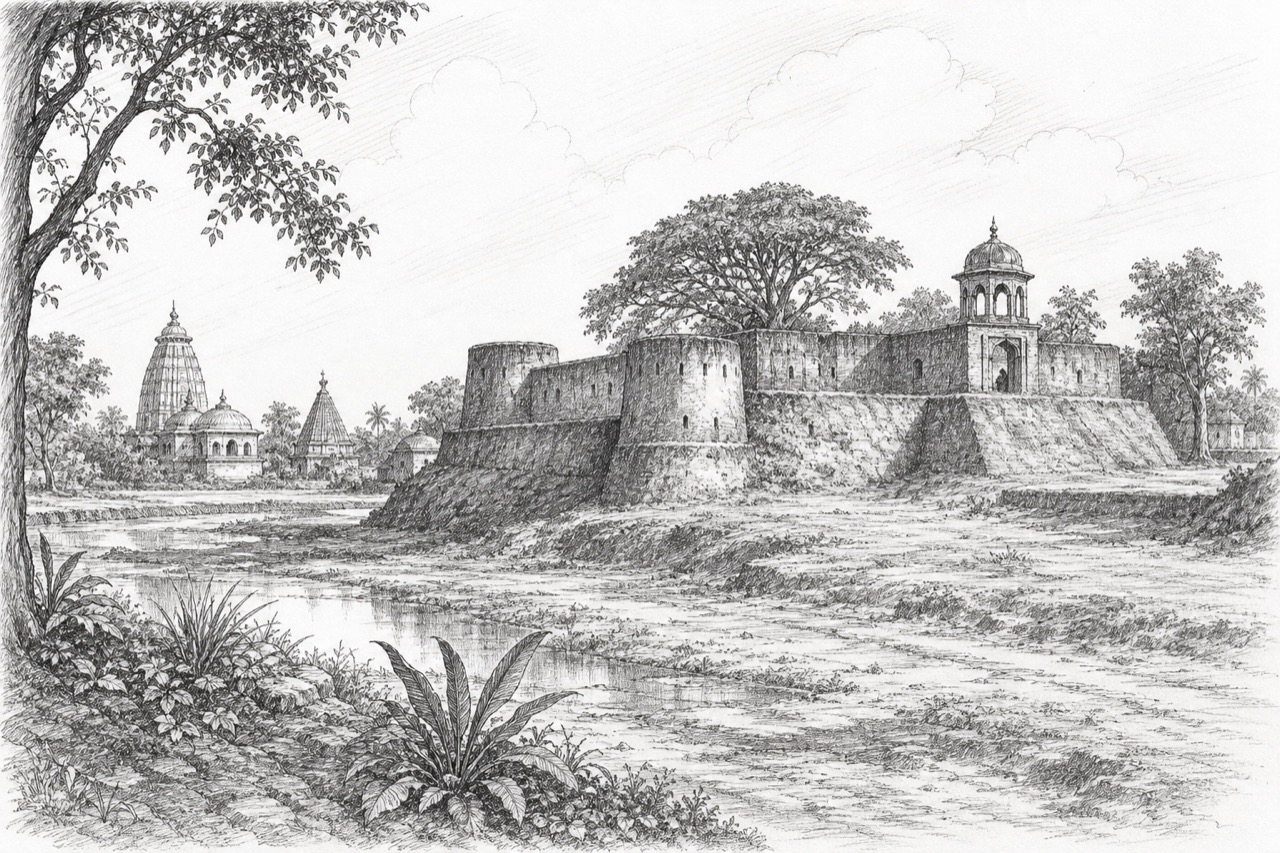 Hand-drawn pencil travel sketch for Keshiary area