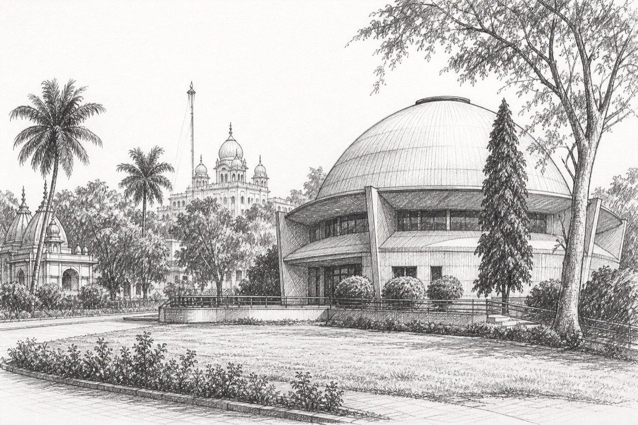 Hand-drawn pencil travel sketch for Kharagpur