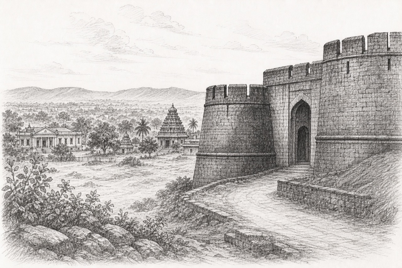 Hand-drawn pencil travel sketch for KITTUR area