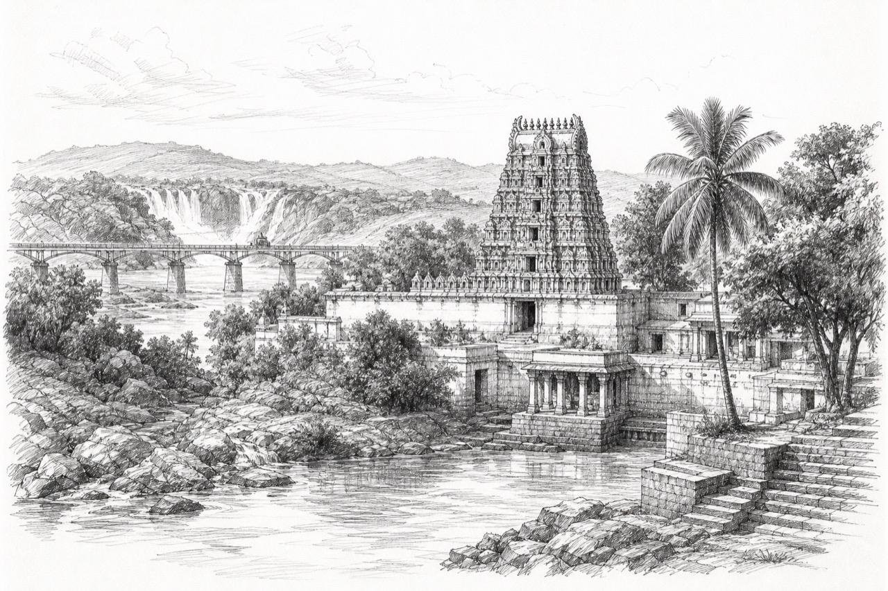 Hand-drawn pencil travel sketch for Kollegāl