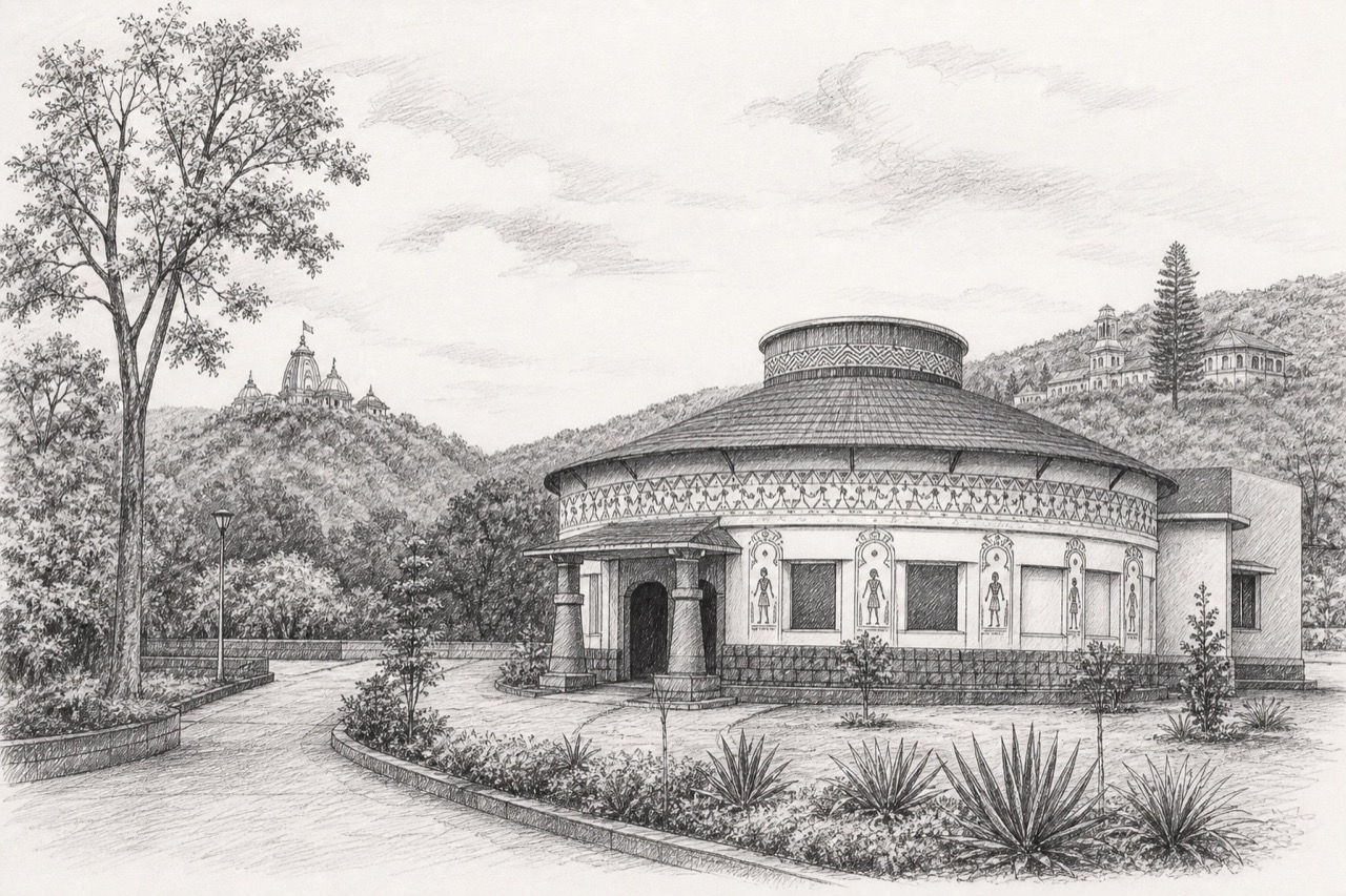 Hand-drawn pencil travel sketch for Koraput